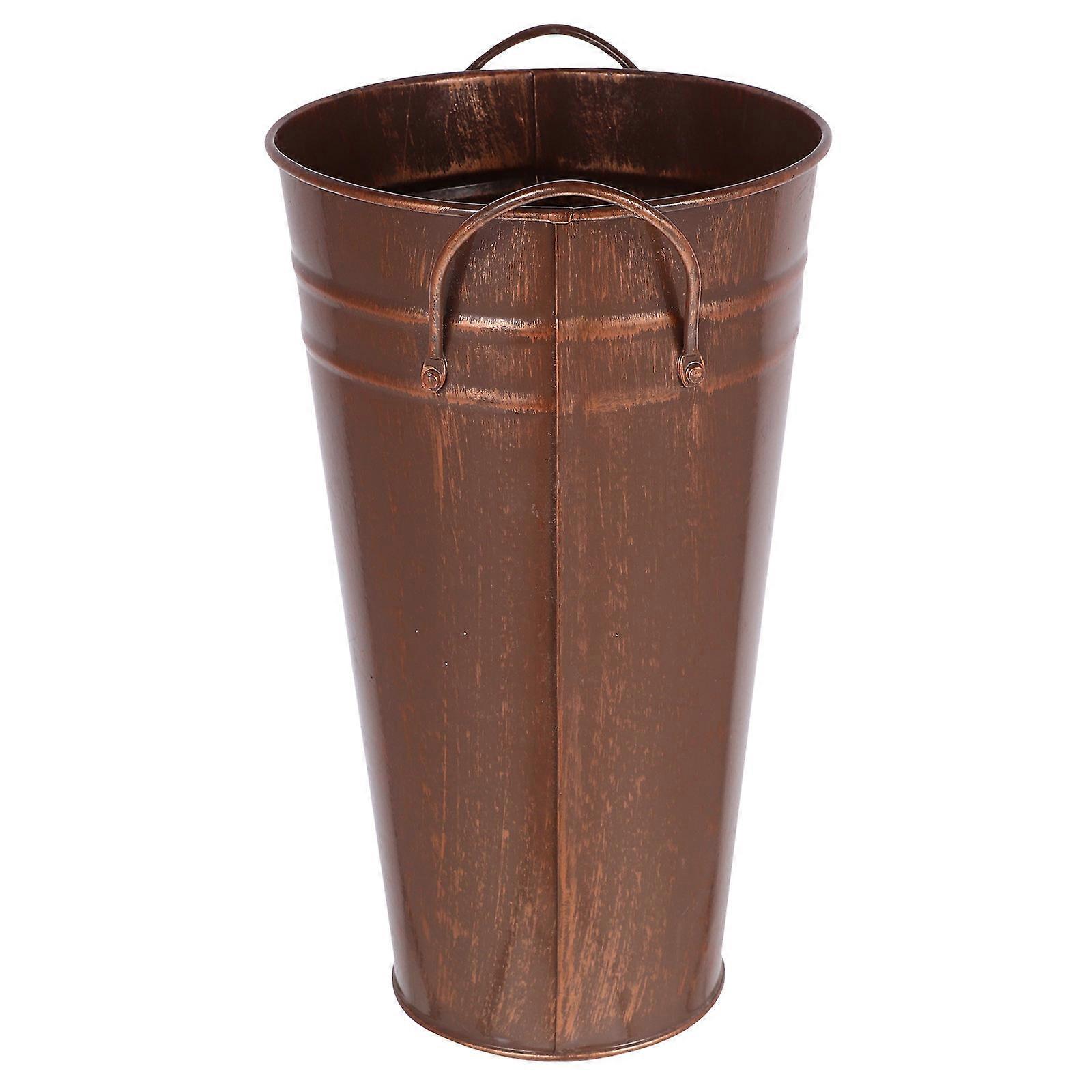 Retro Metal Flowerpot Plant Decor Storage Round Shape Vintage Style 1Pack
