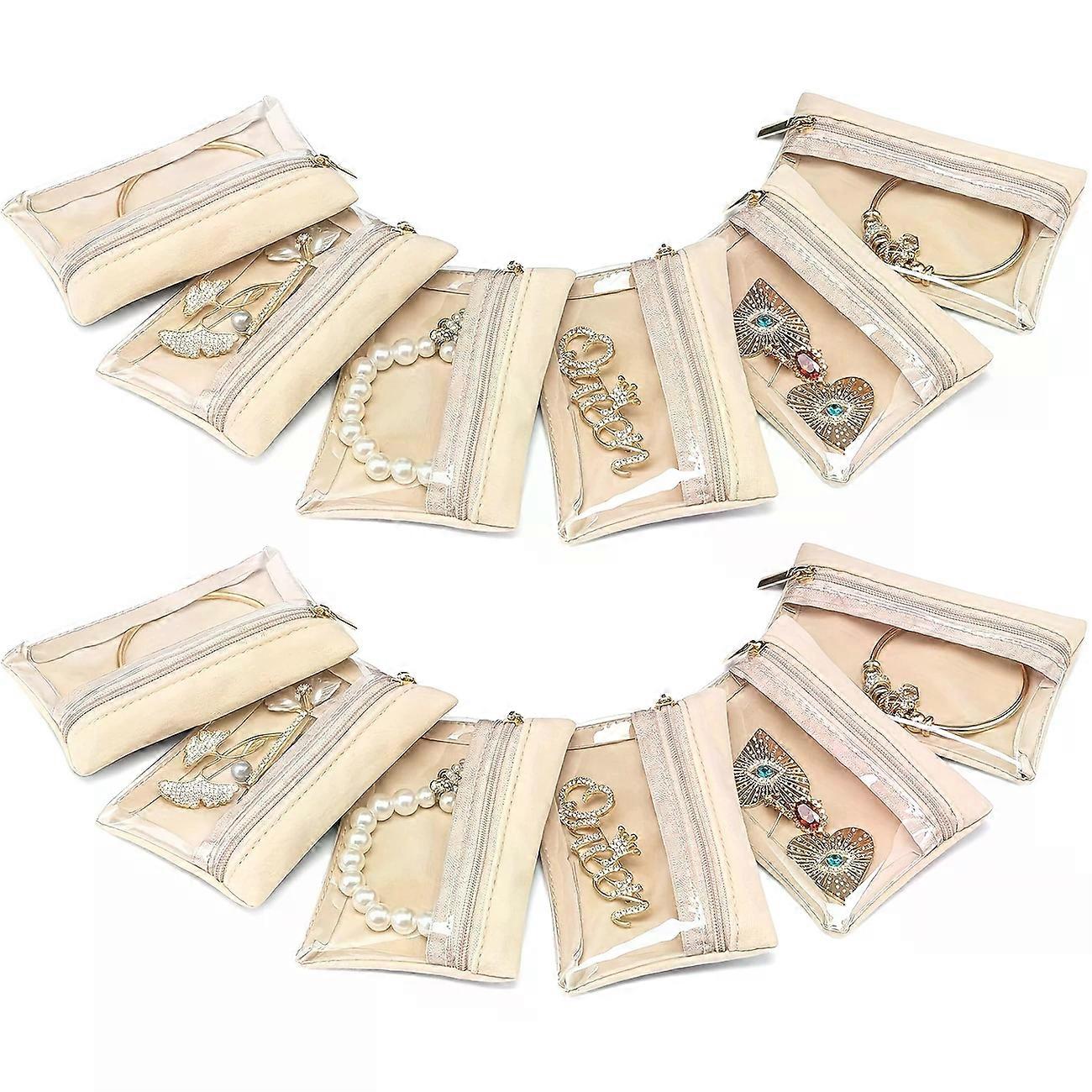 حقائب مجوهرات السفر - 12 قطعة حقيبة تخزين منظم للنساء