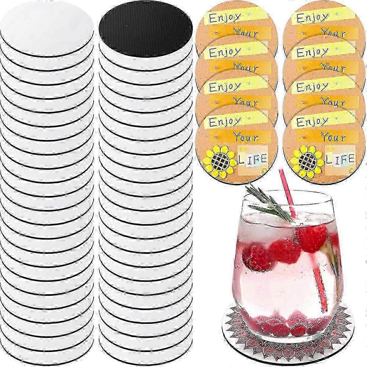 120Pcs Sublimation Coasters Blank 4 Inch Round Heat Press Compatible - White & Black