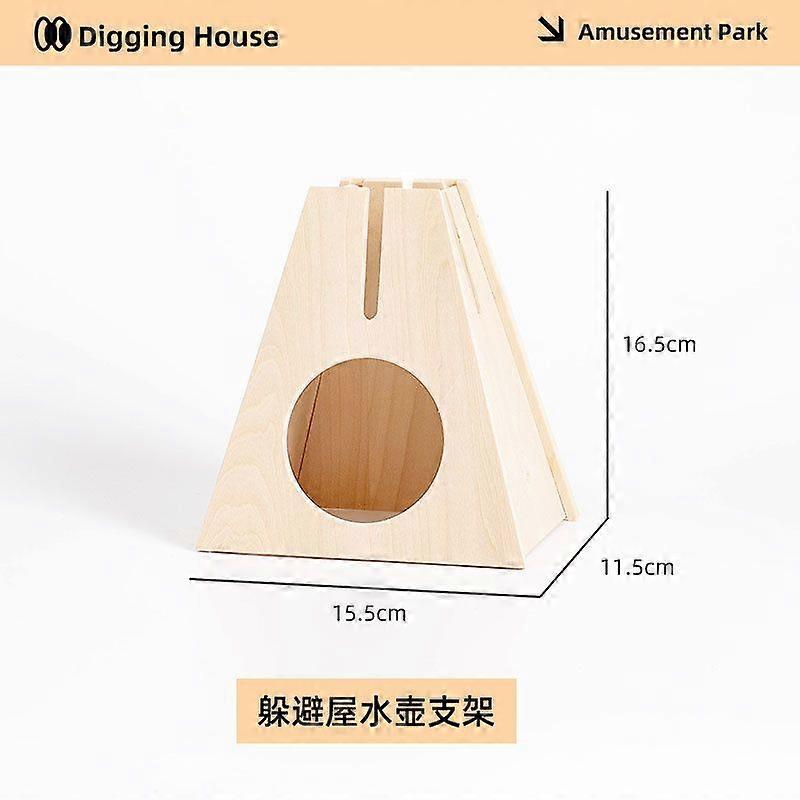 Hamster Water Bottle Holder: Multi-Functional Small Animal Drinking Stand With Hideout Space Wooden Waterer Rack For Hamster Cage