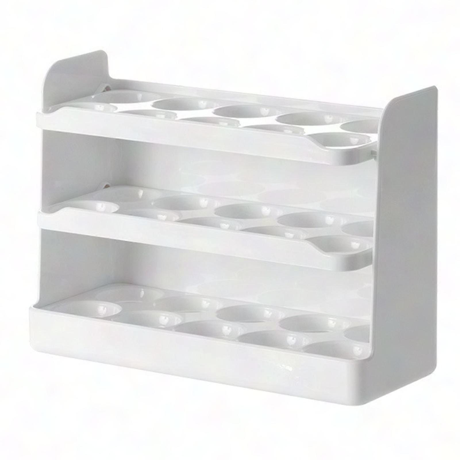 Egg Storage Rack 3-Layer Flipping Design Egg Organizer Holder Tray for Refrigerator Kitchen Jikaixiang