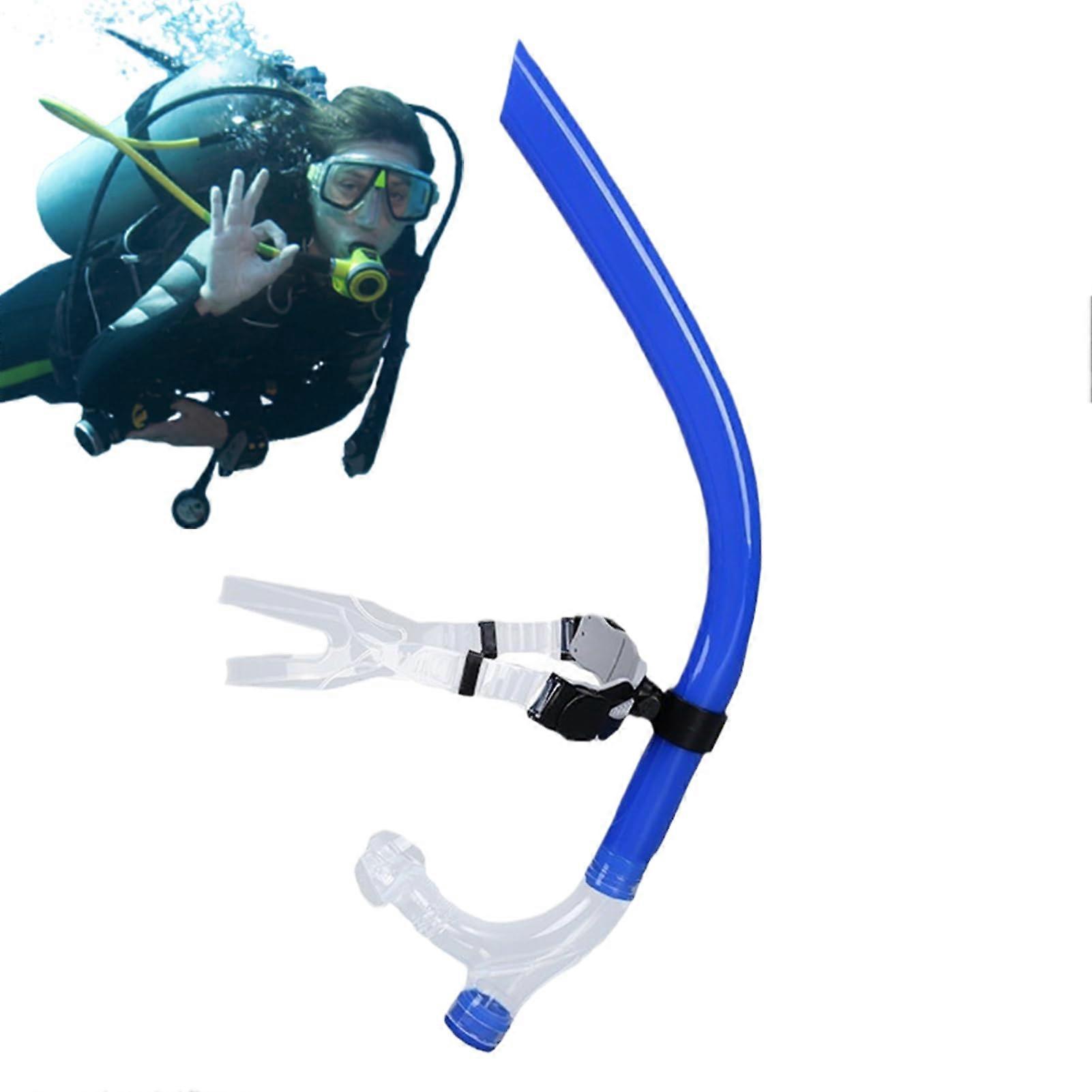 Swimming Breathing Tube, Silicone Mouthpiece, Stability Levels, Ideal for Swimming, Diving, Pool, Open Water Training Equipment Blue