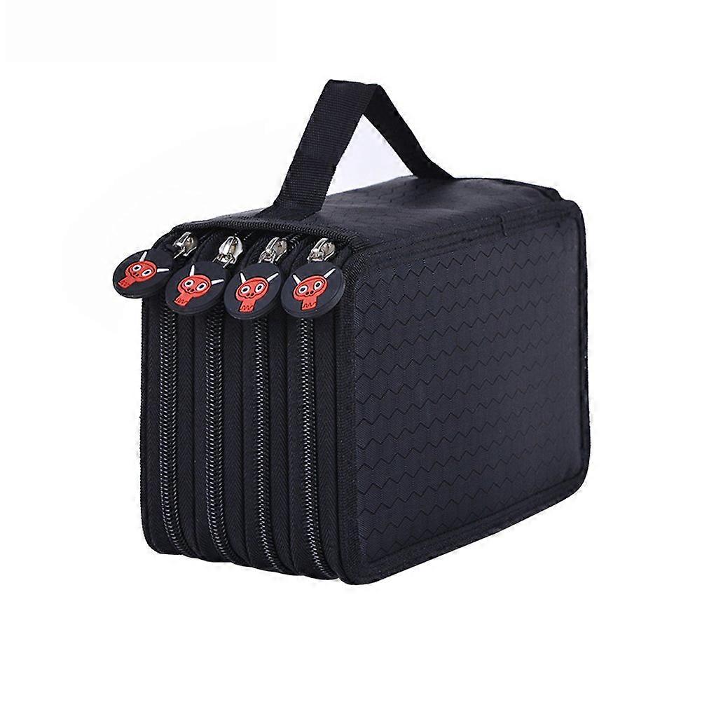 Pencil Case for Colouring Pencils 72 Slots 4 Compartments (Black)