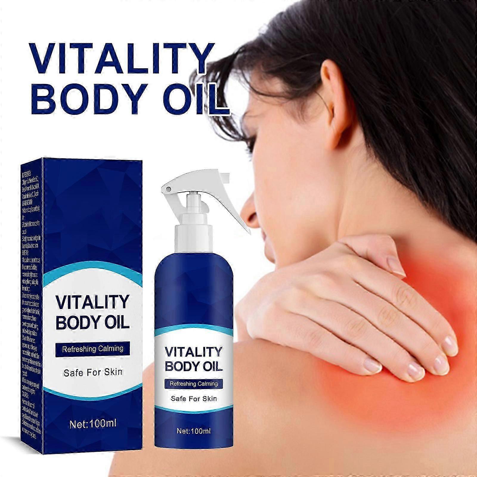 زيت الجسم Vitality ، بخاخ زيت منعش للجسم الجاف سعة 100 مل ، مرطب للبشرة ، زيت للجسم لرائحة لطيفة ومرطبات