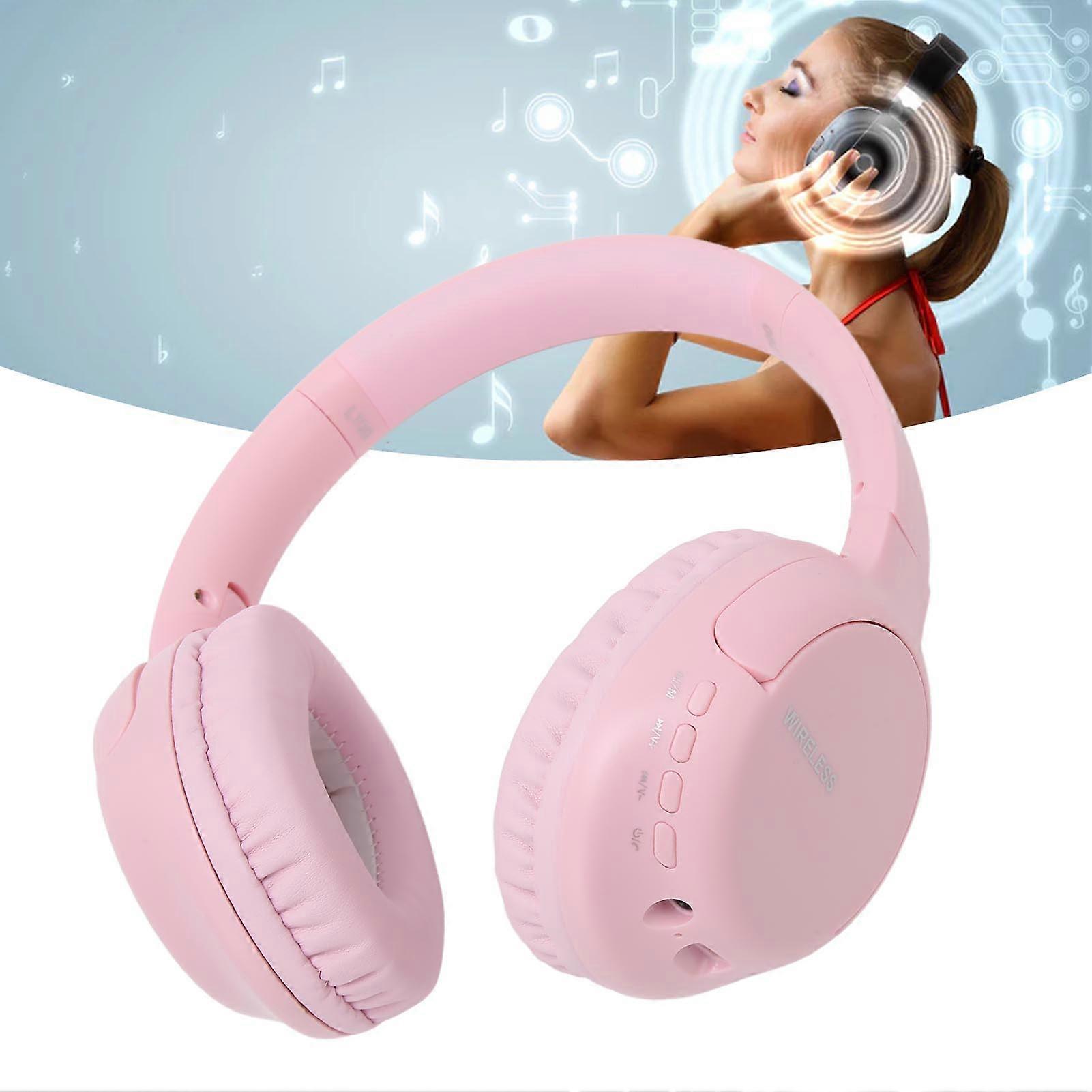 L700 Wireless On Ear Headphone Support Memory Card LINEIN Mode Bluetooth Headset with Microphone for Phone Laptop Pink