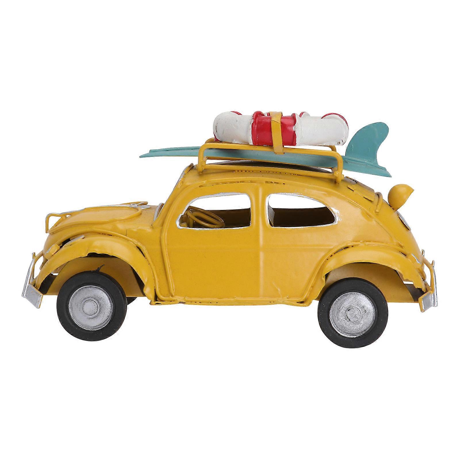 Vintage Yellow Old Car Model Metal Crafts for Desktop Decoration