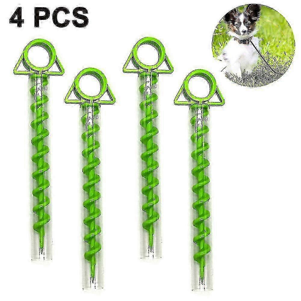 Kamp Spiral Zemin Ankrajları - Ağır Hizmet Tipi Plastik Çadır Kazıkları (4'lü Paket, Yeşil)