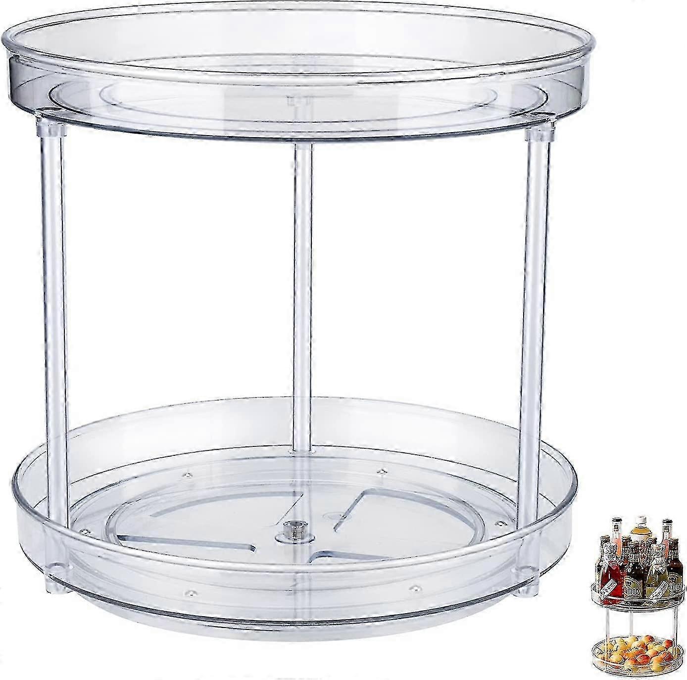 2-Tier Plastic Spice Turntable Lazy Susan for Kitchen (24cm)