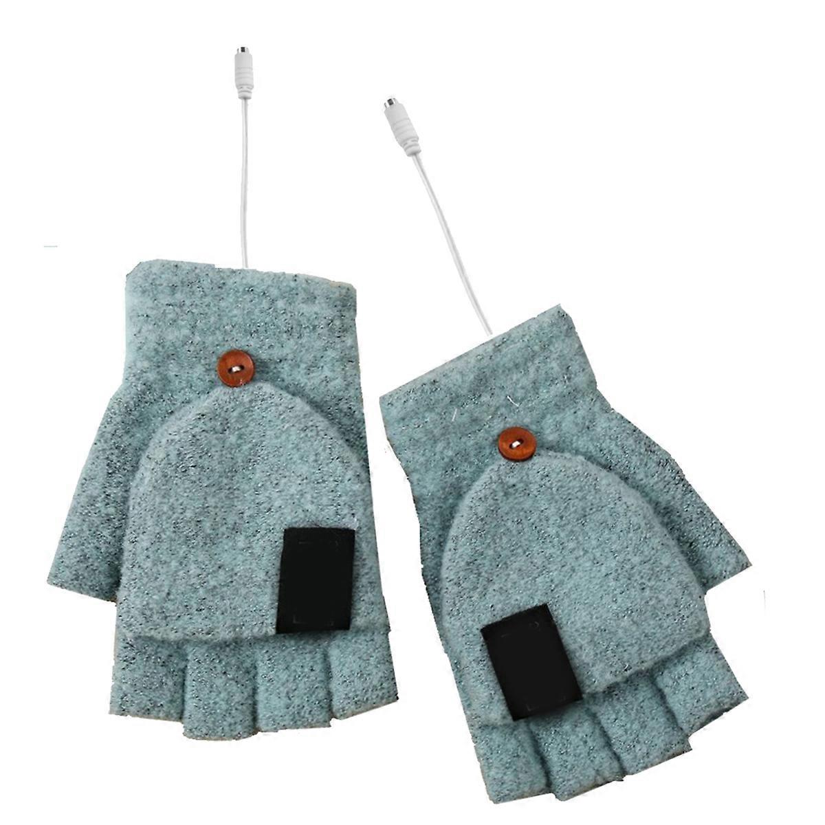 Fingerless Hand Warmers Half Finger Heated Gloves Computer Use 17x12cm Green 5V Heating Technology 1 Pair