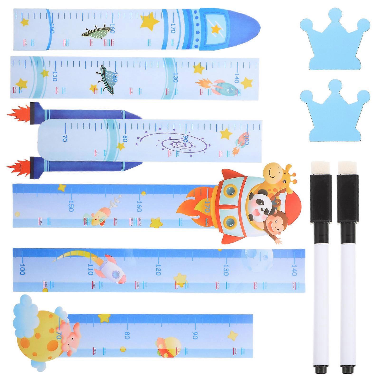 Wall Height Measuring Ruler Growth Chart Rulers Cartoon Style Erasable Marking PP Material 190x6x0.1cm 2Pcs