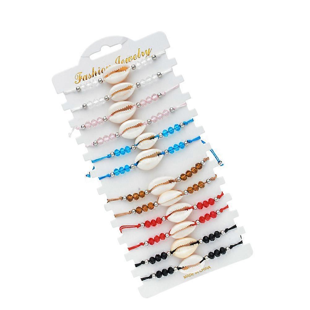 Crystal Beaded Bracelet Assorted Color Lightweight Durable for Girls Party Decoration 12 Pieces