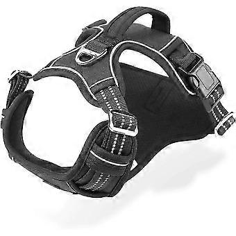 Anti-Pull-Hundegeschirr, großes und mittleres Hundegeschirr verstellbare reflektierende Hundeweste mit atmungsaktiven Griffen, Anti-Pull-Sport-Brustgeschirr, schwarz L
