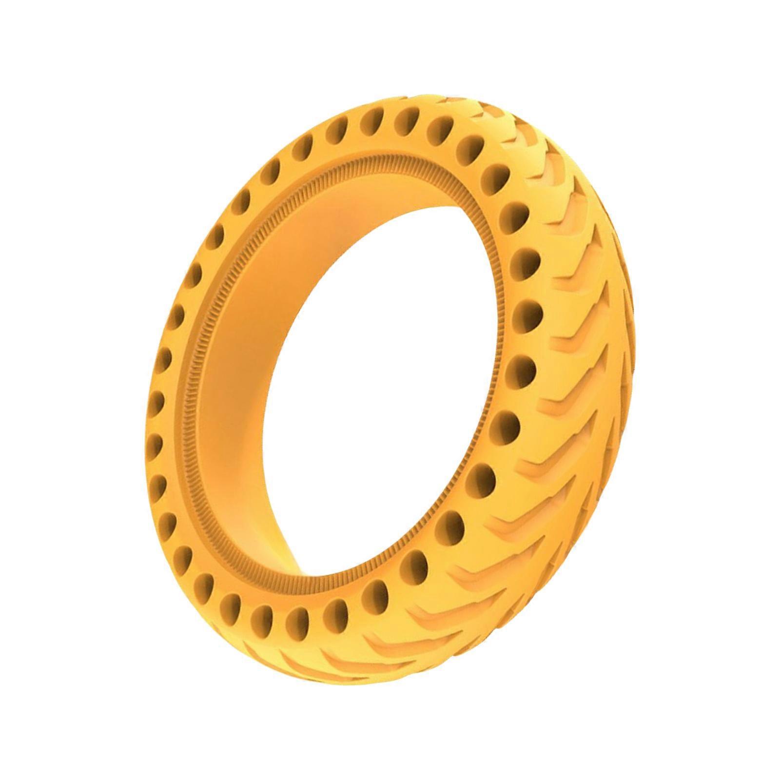 Scooter Tire 8.5x2 Solid Rubber Wheel Non Slip Tread Design Maintenance Less No Flat Risk for Urban Commuting for M365 Yellow
