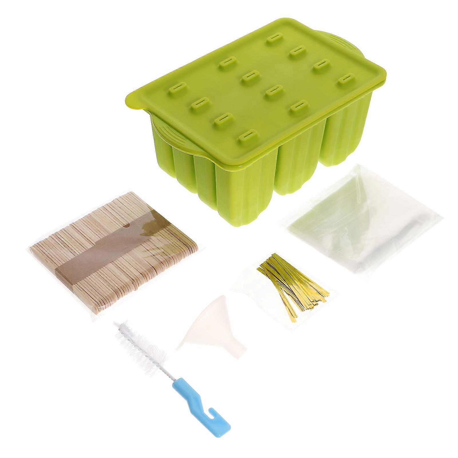 1 Set Silicone Popsicle Maker Summer 12 Grid Mold with Sticks and Bags
