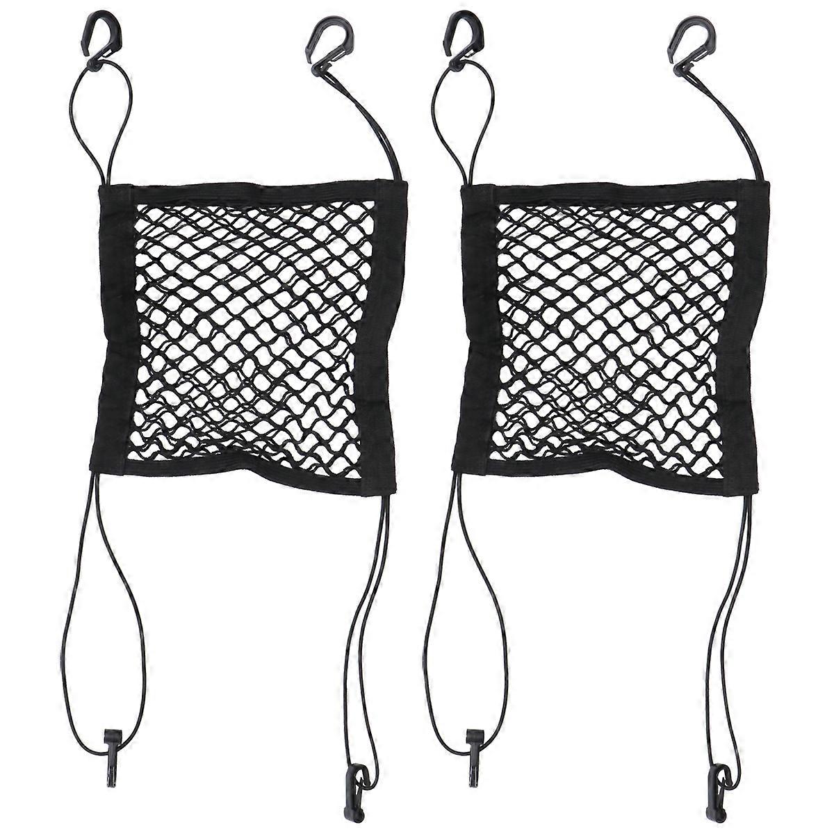 Black Car Seat Net Organizer 2 Pack Heavy Duty Backseat Storage Holder Durable Easy Install for Cars SUVs Trucks Armrest Storage Container