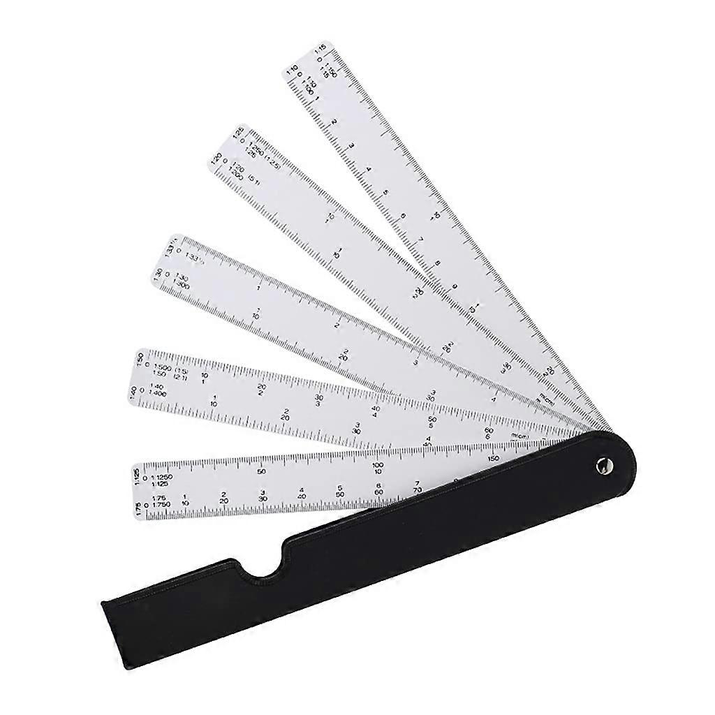 Plastic Fan-Shaped Metric Scale Ruler 12 Inch for Architects and Engineers, Clear Transparent Measuring Tool for Students