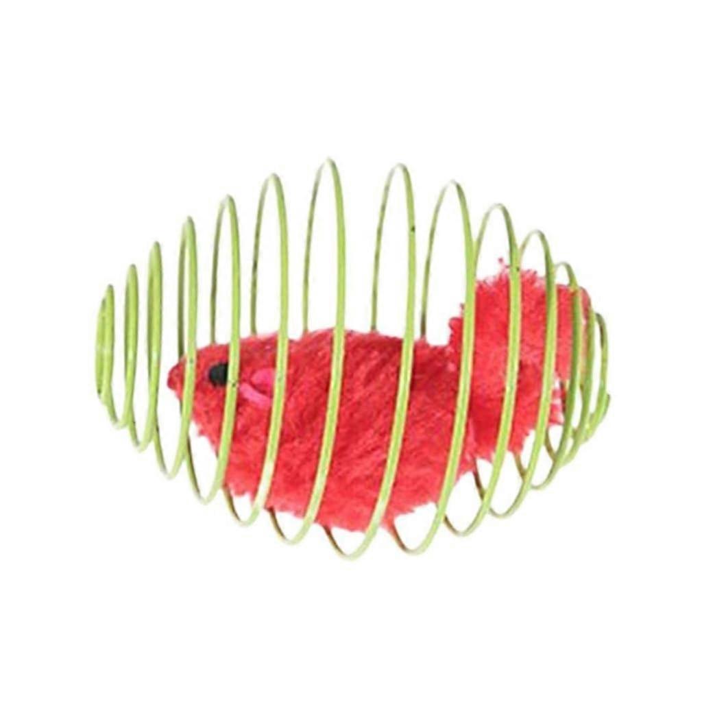 Wire cage mice, wire cage rolling toy with plush mice, interactive, fun toy for cats and kittens, random colors.