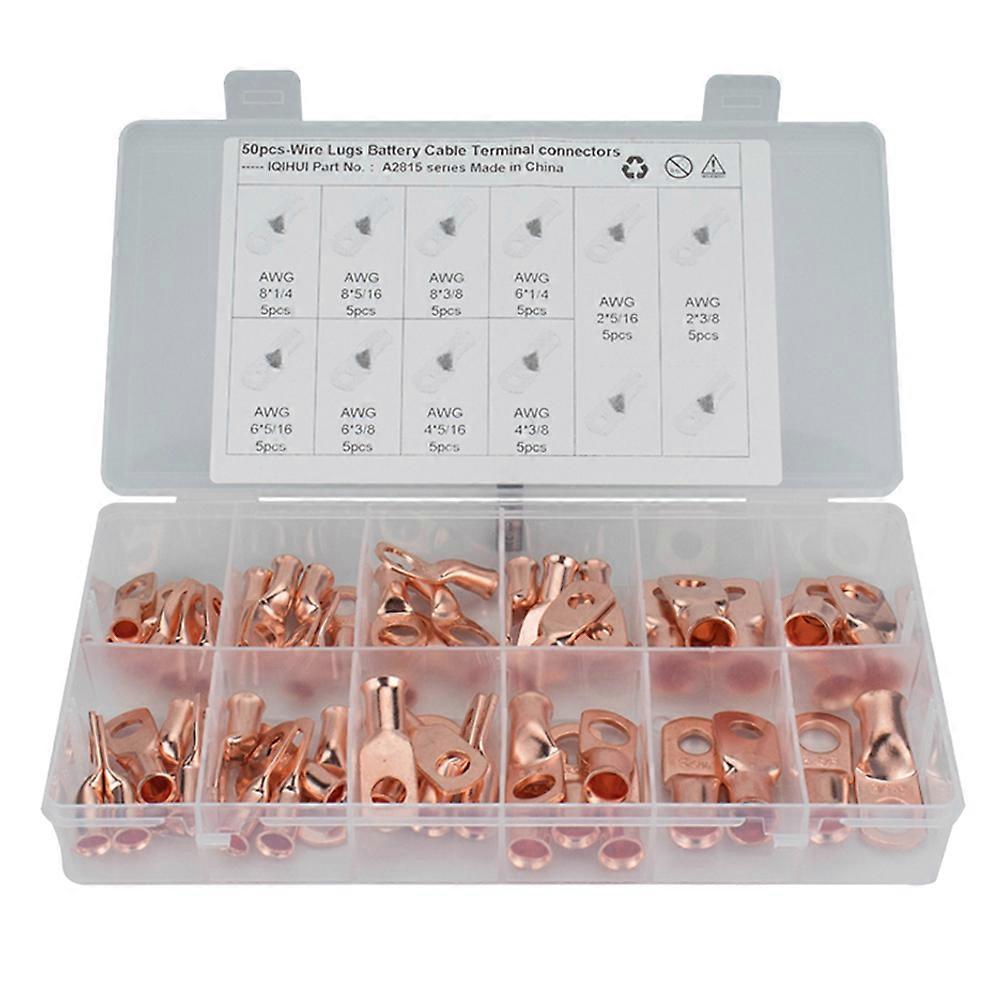 מחבר זיז תיל כבד מסוף מלחץ נחושת לחיבורי חשמל באנשי מקצוע עם צורת טבעת צינורית 50 יחידות