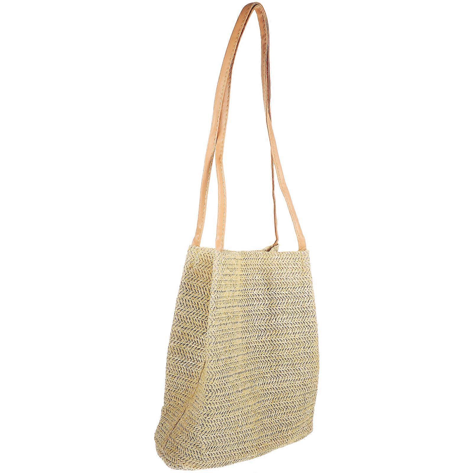 Kadın Hasır Omuz Çantası Kova Çanta Gezi Için 23.00X23.00X11.00cm 1 Adet