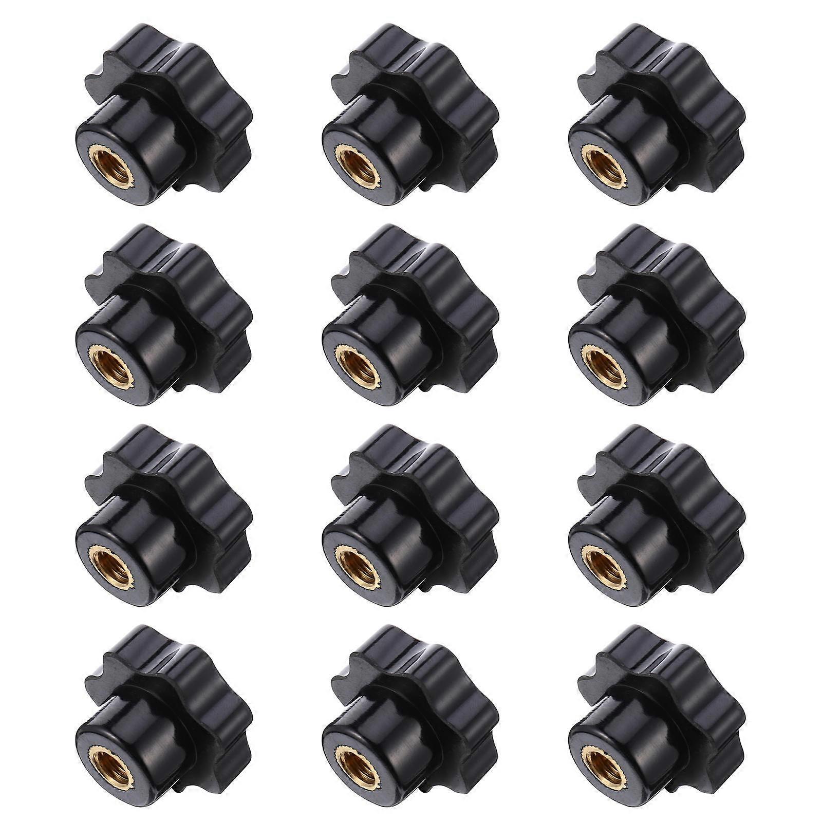12pcs Star Shape Plastic Knurled Clamping Knobs Threaded Hand Knobs for Machine Tools Handles Nuts