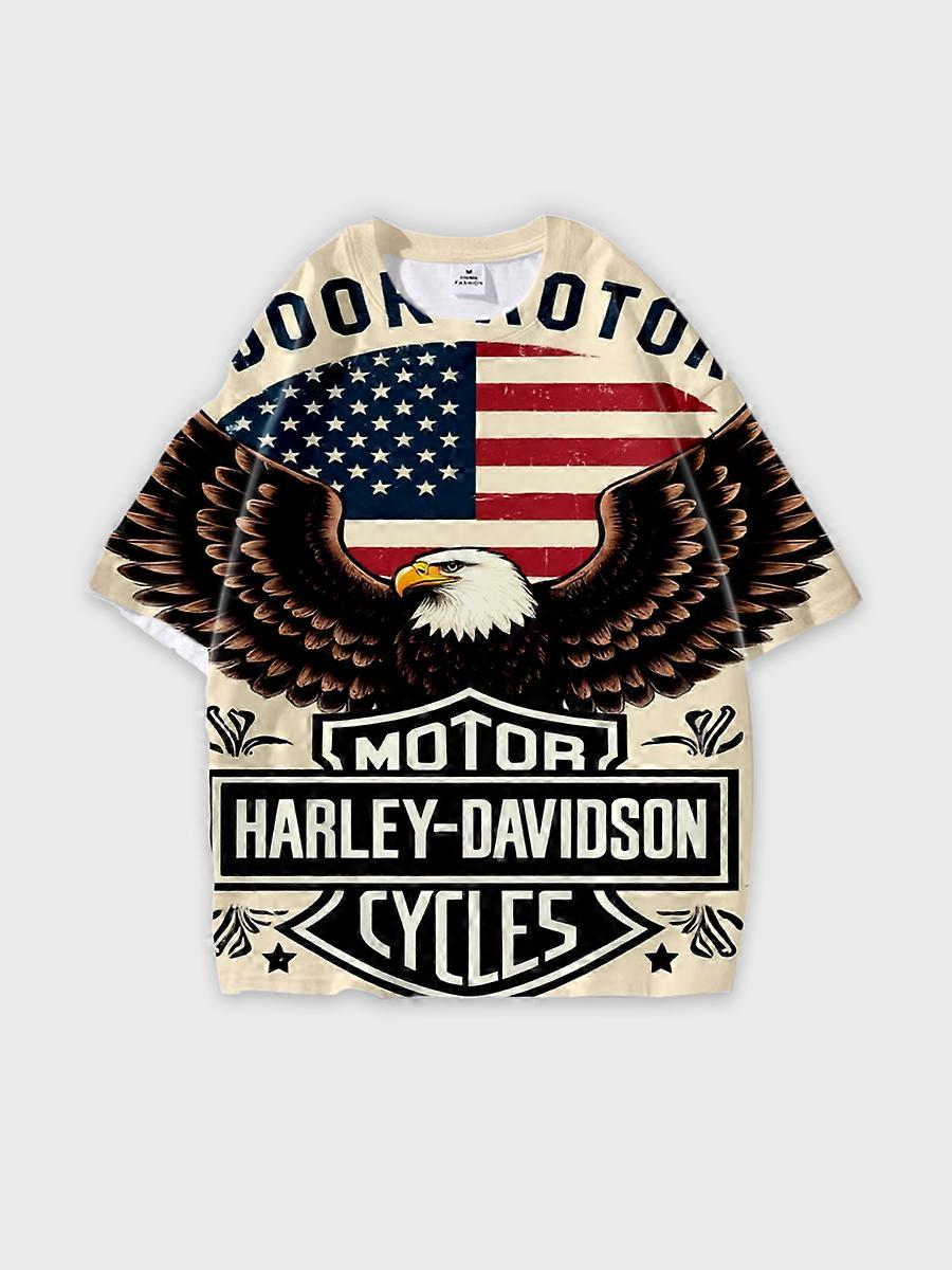 T-shirt round neck Pattern loose short sleeve B635