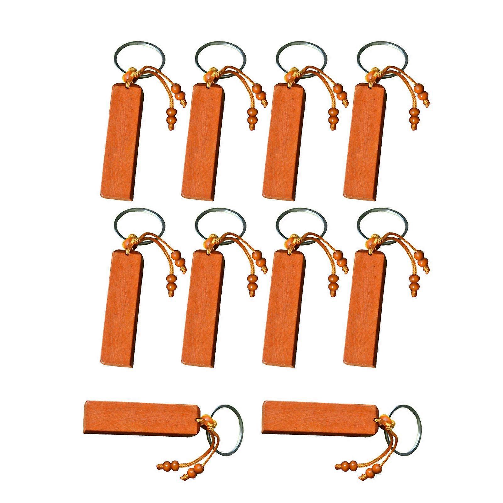 Set Of 10 Key Rings for Unique Gift Creations Solid Wood Keyring Engravable Keychains Blanks Handmade Key Accessory Multicolor