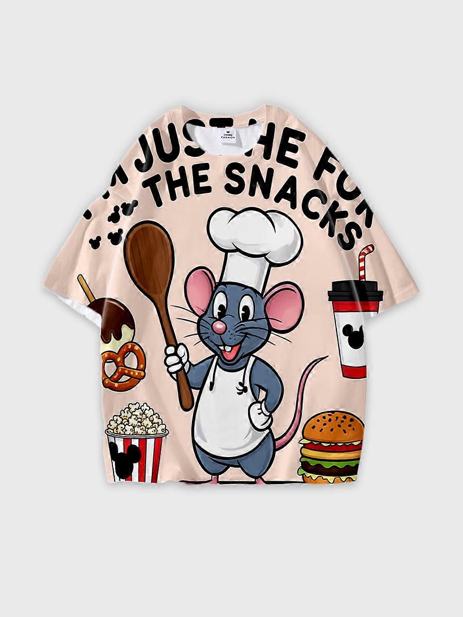 T-shirt round neck Pattern loose short sleeve N374