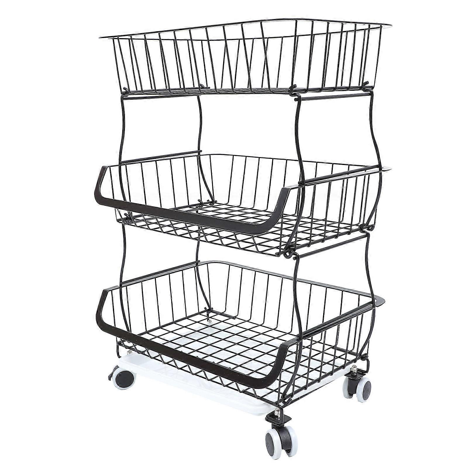Three-Layer Storage Rack Kitchen Tool For Housewives Black Multi-Purpose Organization 1 Set