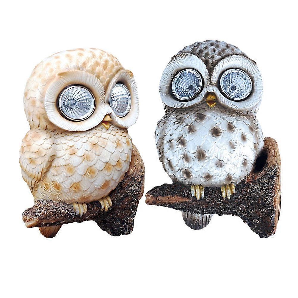 Realistic Modeling Owl Statue Solar Lamp For Homeowners In Yard And Garden With 2 Pcs