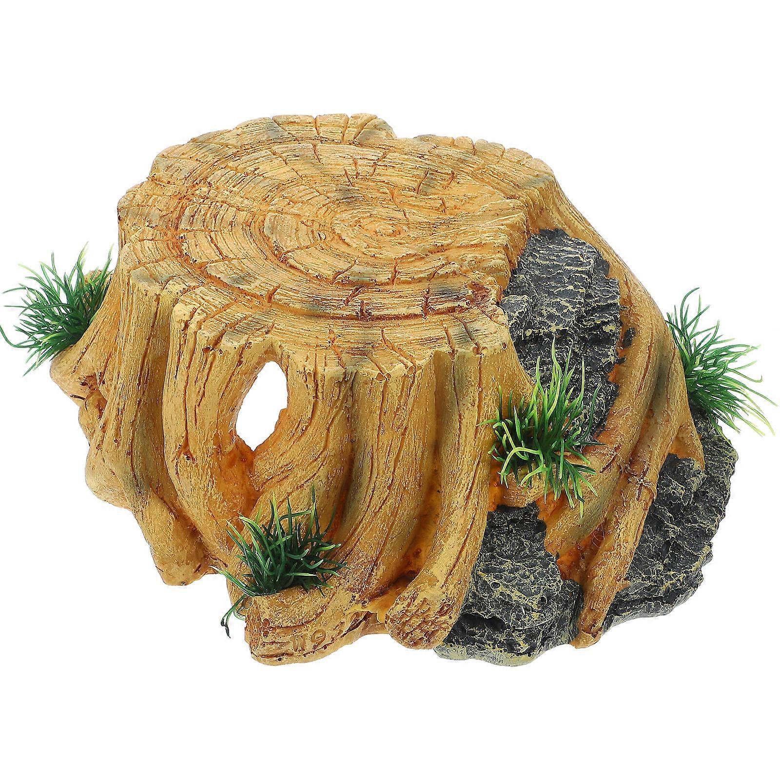 Basking Platform Turtle Tank Turtle Tank Accessories Coffee 22.00X20.00X10.00CM Resin Decorative Landscape 1Set