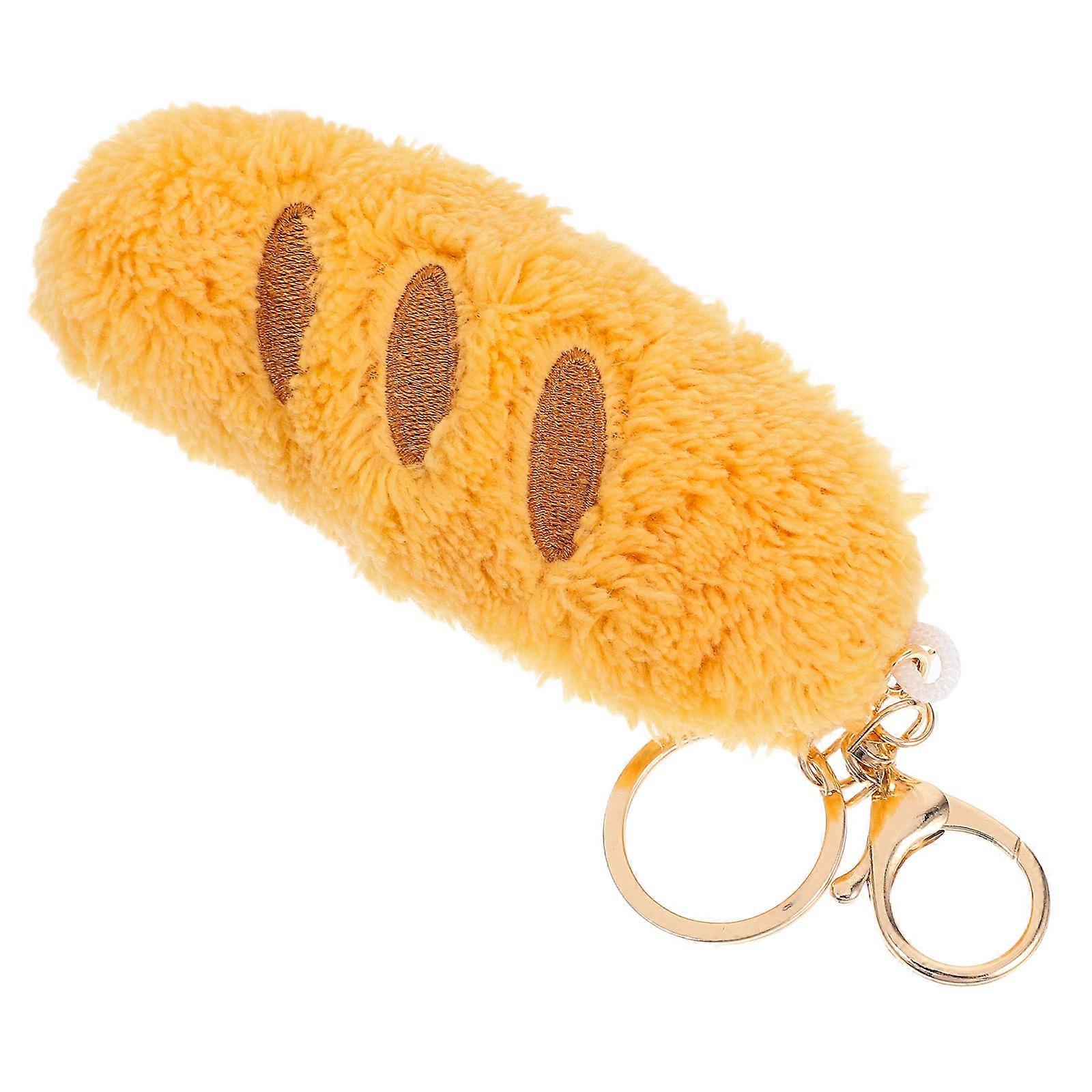Soft Plush Baguette Bread Keychain, Fuzzy Artificial Food Pendant for Bags, Backpacks, Handbags, Unique Cartoon Accessory for Party & Everyday Use