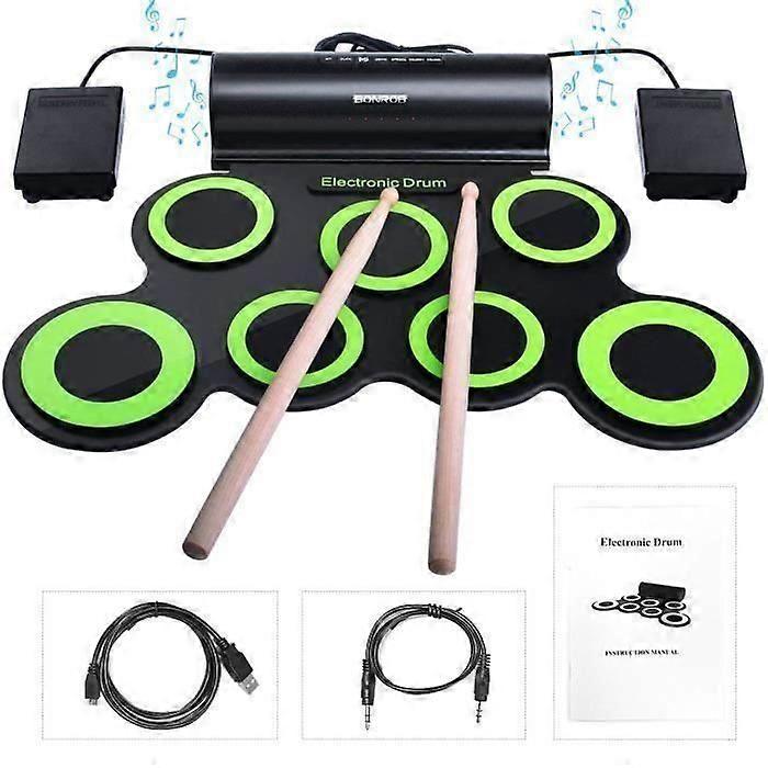 Electronic Drum Set with Percussion Pad, Portable Electronic Roll Up Drum, Perfect for Beginners and Kids
