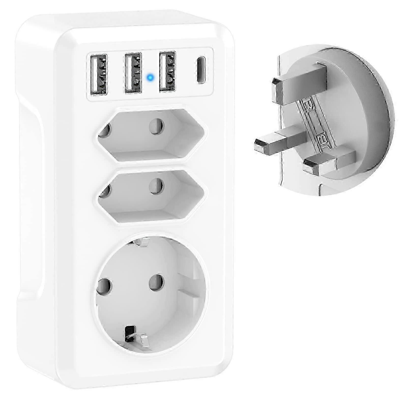 7-in-1 Travel Adapter with 3 USB and USB-C