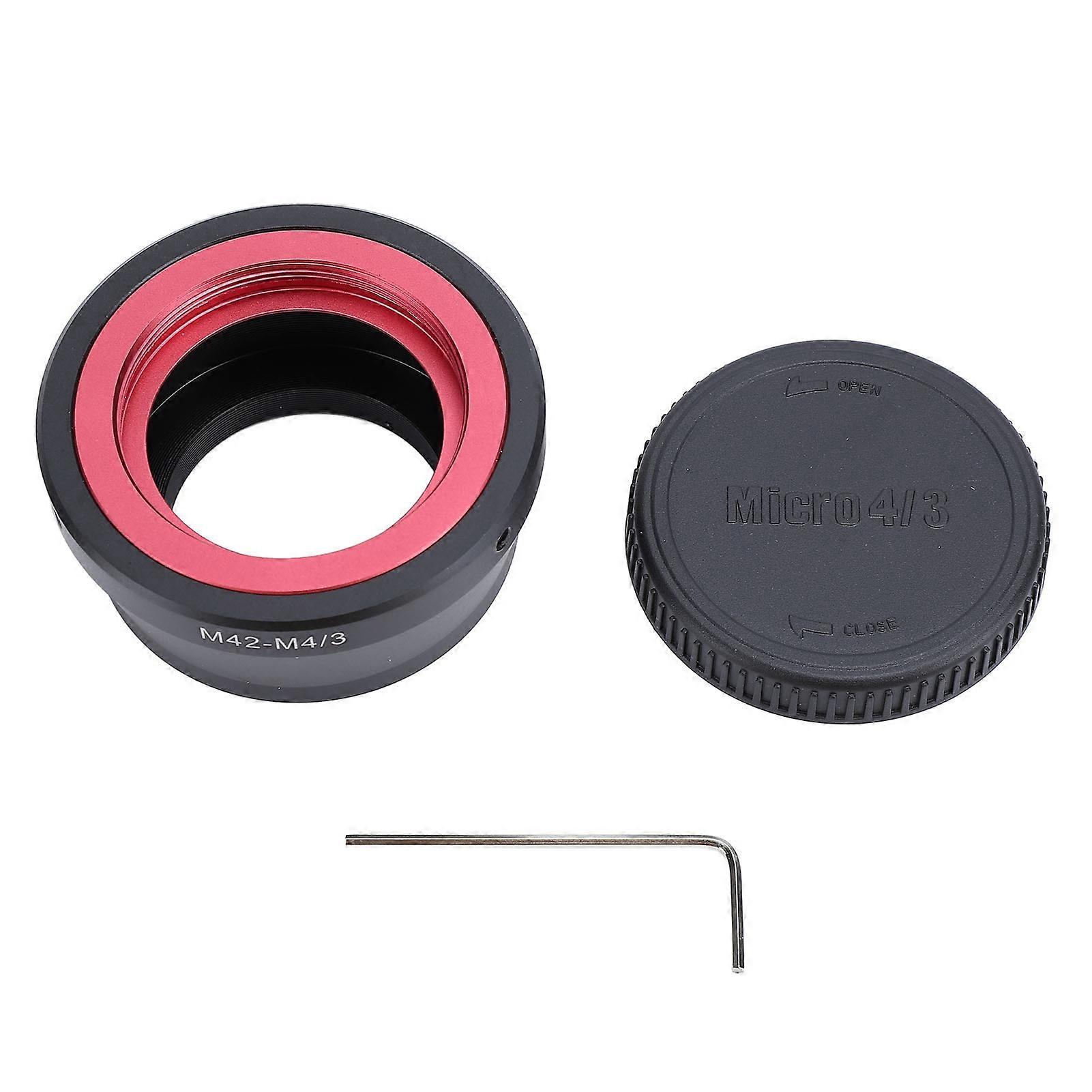 M42 to M4/3 Lens Adapter Manual Focus 42mm Screw Mount Lens Mount Adapter with Rear Cap for Lumix G1 GH1 GF1 G10 GH2 G3 GF3 Red