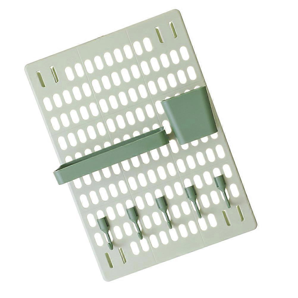 Punch Multi Purpose Wall Mounted Storage Rack Green Plastic Kitchen Bathroom Shelf with Hooks for Easy Organization and Stylish Decor