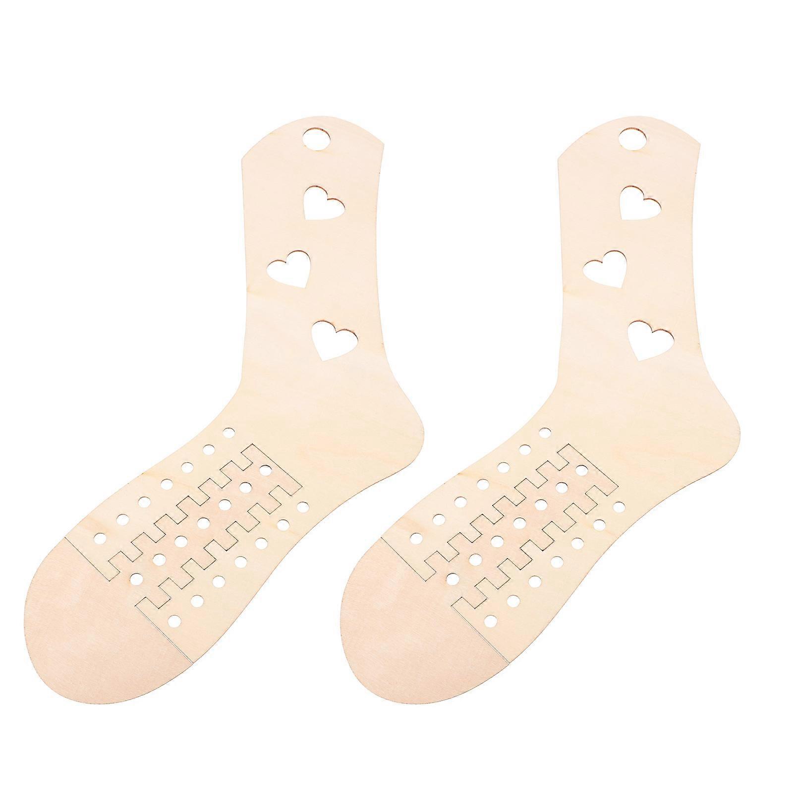 1 Pair DIY Wooden Sock Blocker for Display Hand Knitting Safe Durable with Smooth Edges Brown
