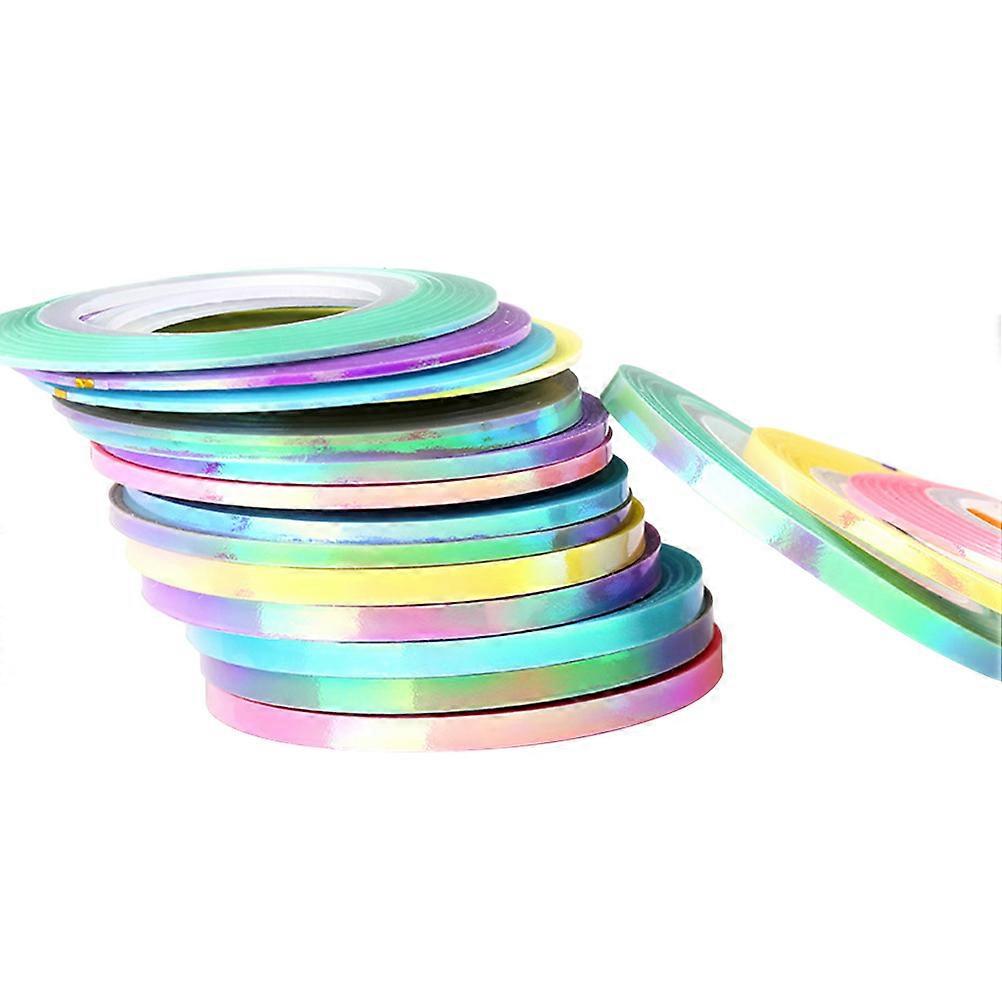 Assorted Color 18 Rolls Shine Nail Sticker Tape for Women Designed for Nail Offering Versatile Manicure Functionality