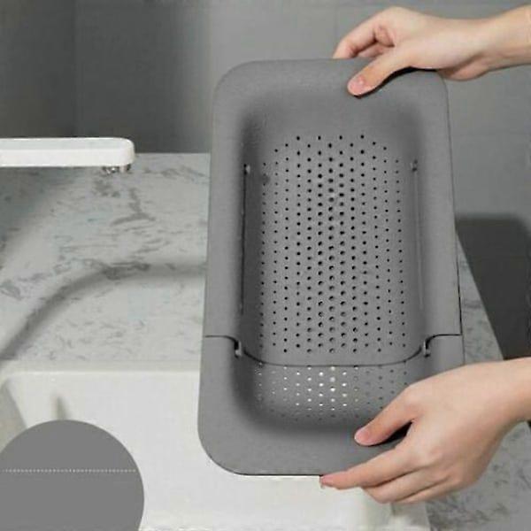 Sink strainer, drying rack for dishes, fruits and vegetables (gray)