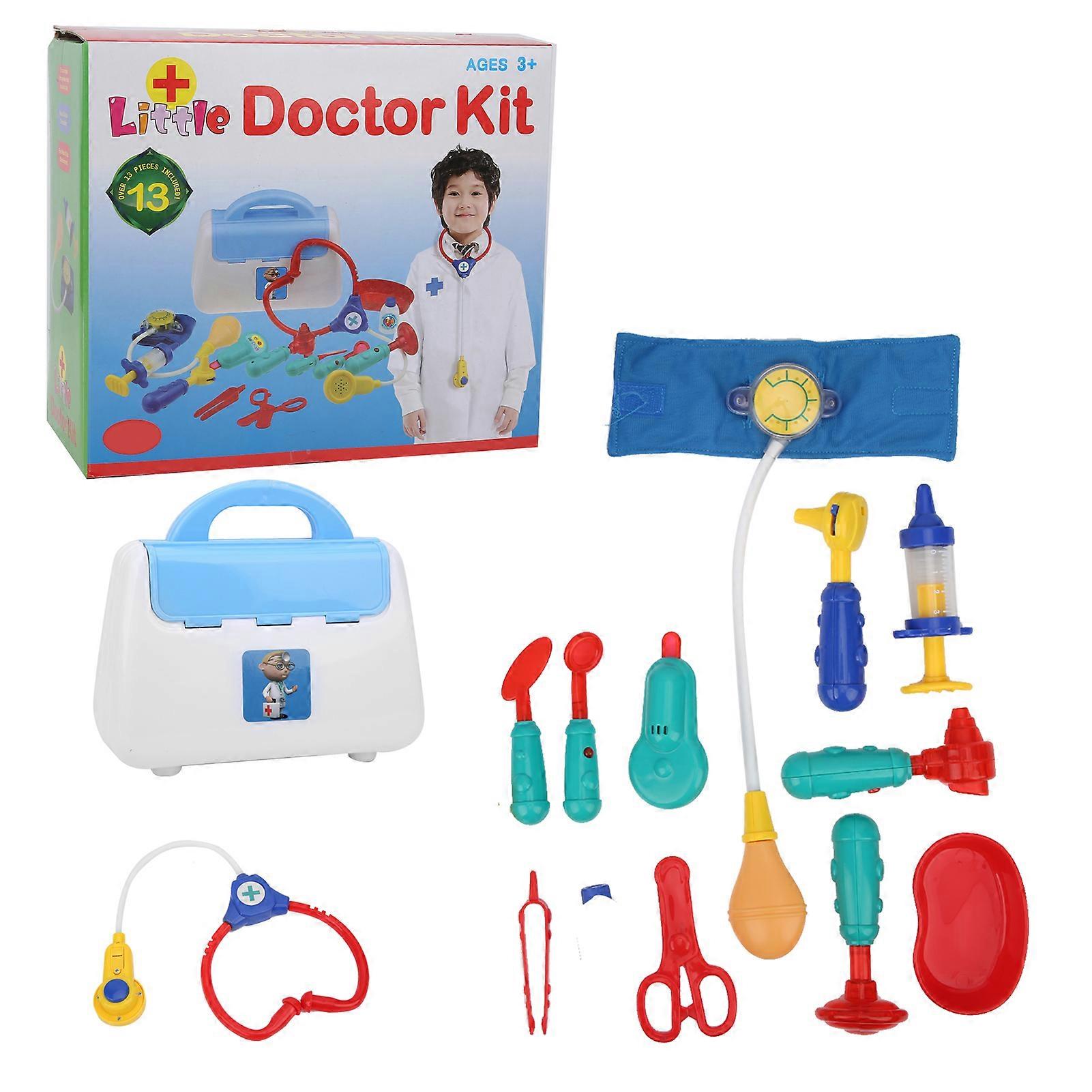 13pcs Doctor Pretend Playset Sound Light Role Play Toy with Carrying Case Gift for Toddler KidDoctor Tool Toy