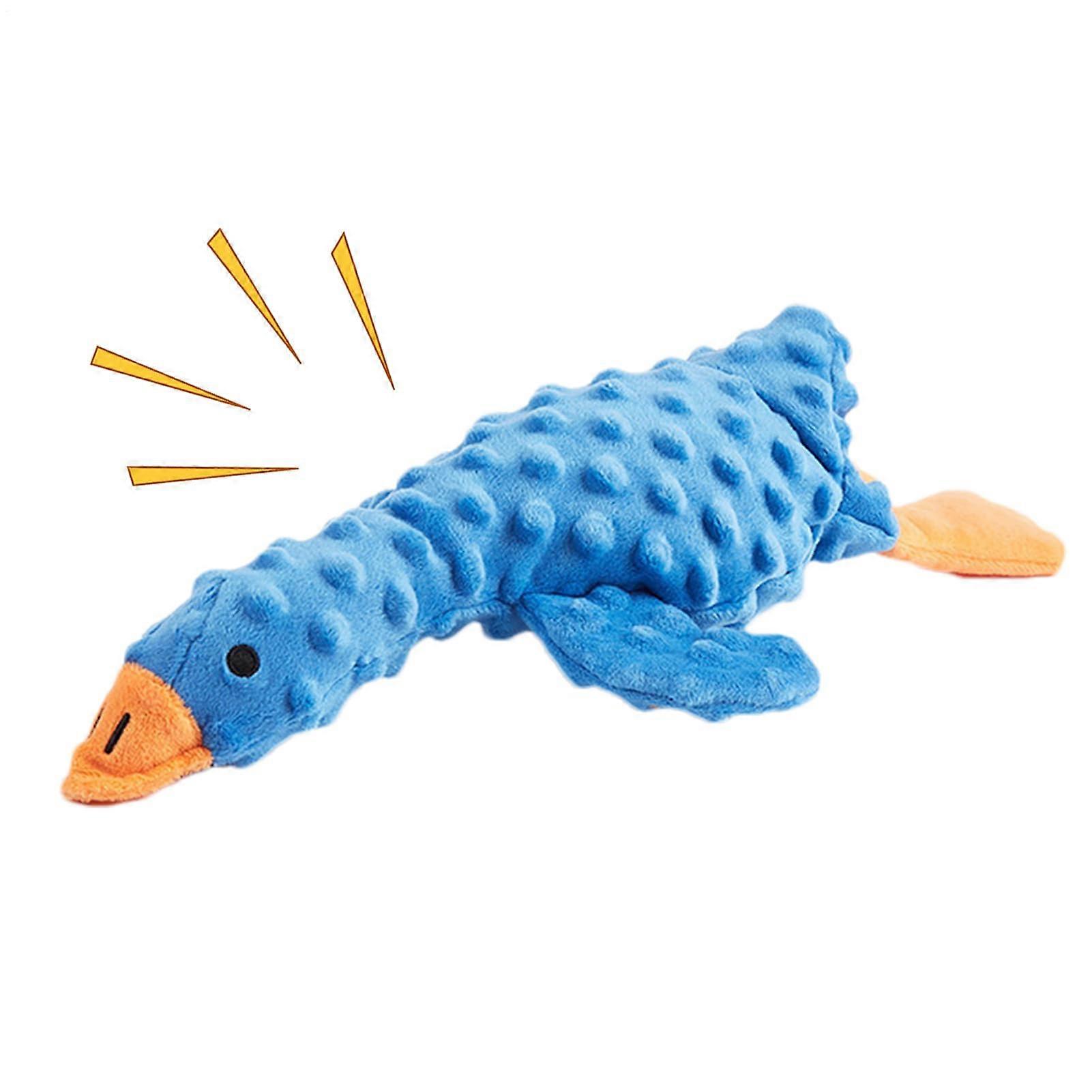 Plush Dog Toy - Interactive Chew Toy for Puppies with Crinkle Sound, Treat Compartment, Dental Cleaning, Blue