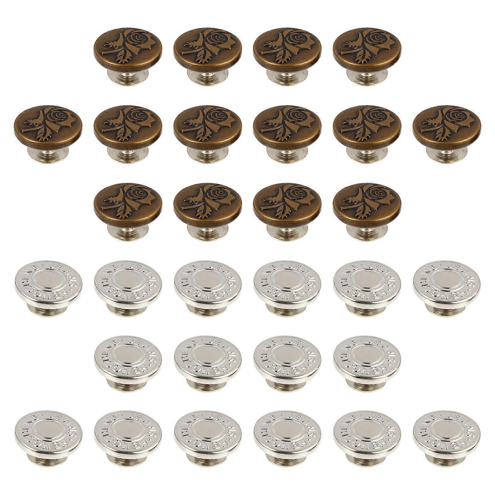 Pants Button Pack For Easy Replacement 40Pcs Durable Copper Alloy Suitable For Young And Old Wearers