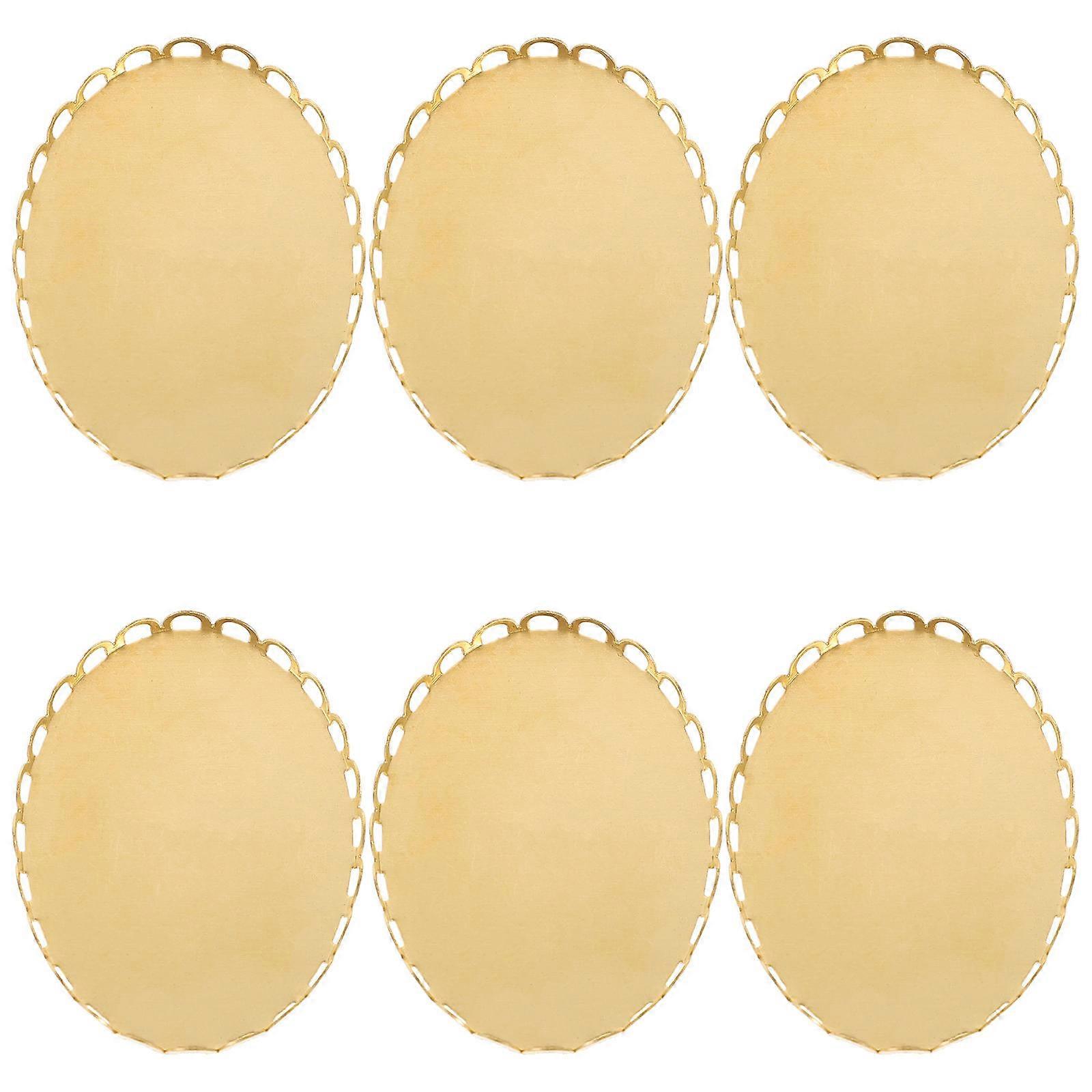 Golden Miniature Food Plate Models for Kids Use Doll House Scene Prop Ornaments 6pcs Mini Tray