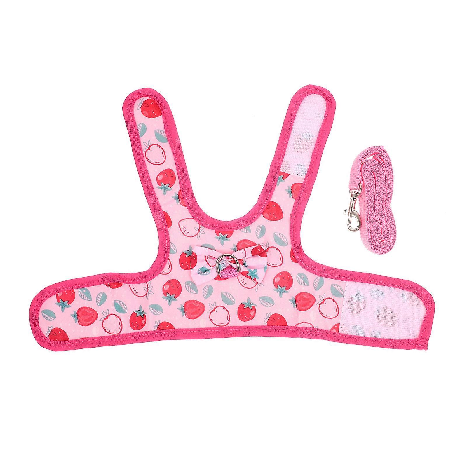 Hamster Leash Decorative Small Pets Harness Suitable For Indoor Activities Comfortable Polyester Pink 1 Set