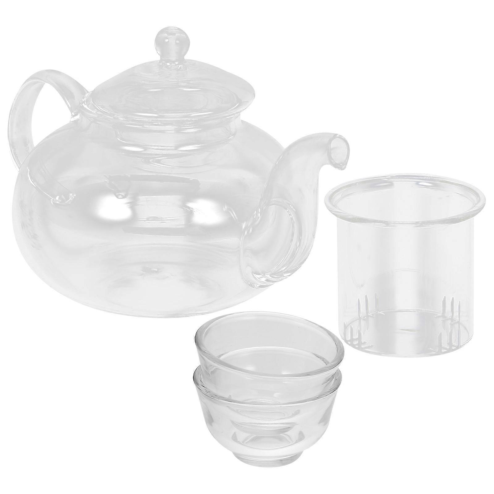 Tea Kettle Set With Cups Heat-Resistant Glass Classic Design For Coffee And Tea Lovers 15X10X9CM Size 1 Set