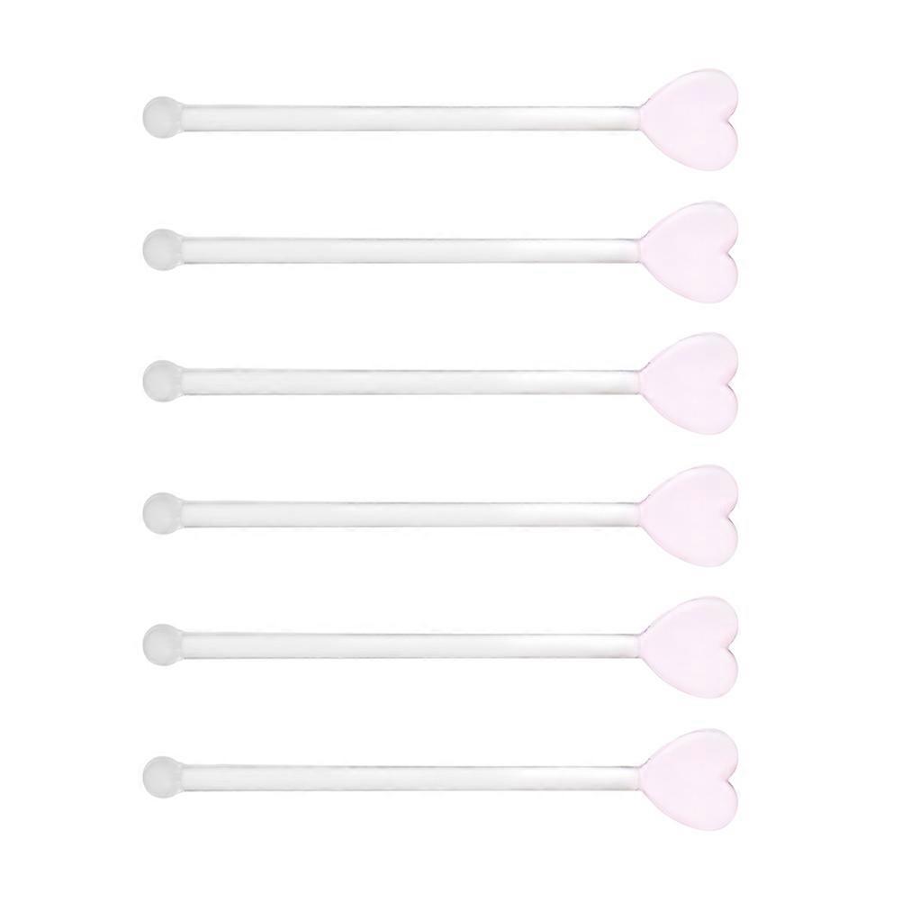 Pink Glass Stirring Rod for Beverage Mixing with 6Pcs Set