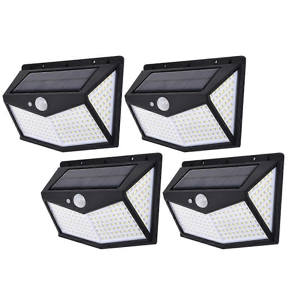 Black 208LED Solar Illuminated Square Wall Lights Motion Sensor For Driveway Garden Pathways