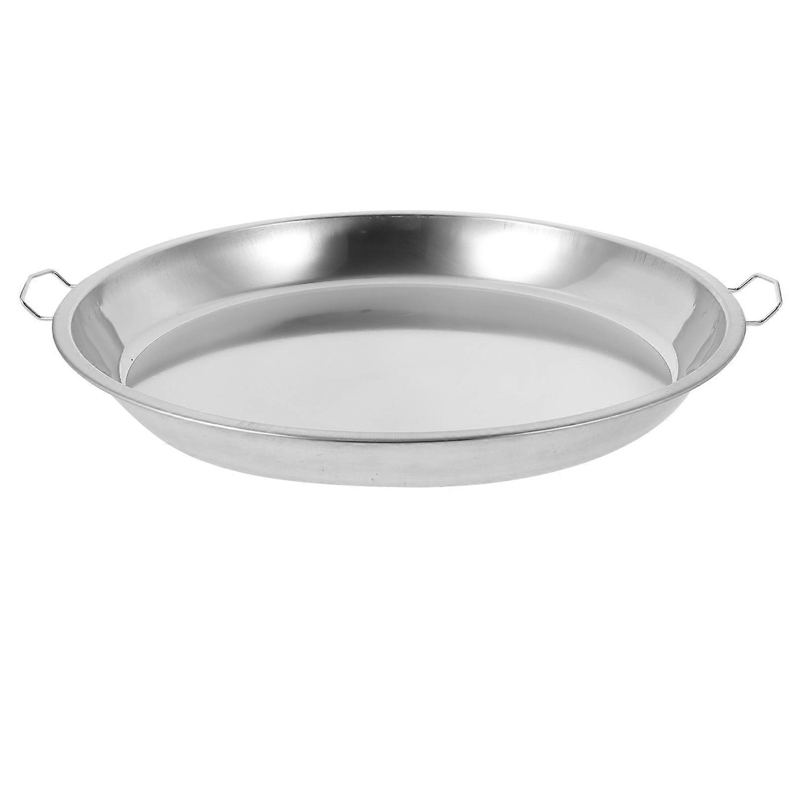 Silver Steel Cooking Plate Steaming Rack Double Handle Design For Household Users 1Pc