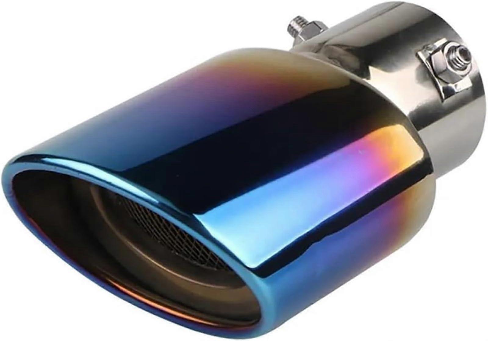 Universal exhaust tips for 1.52.3 inch car pipes, screwing on, for mesh tailpipes (Straight blue)