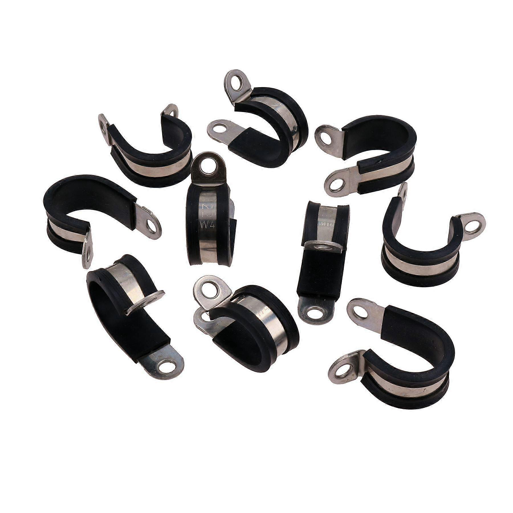 10 x 22.2mm Stainless Steel Rubber Lined P Clamps for Secure Mounting and Vibration Dampening
