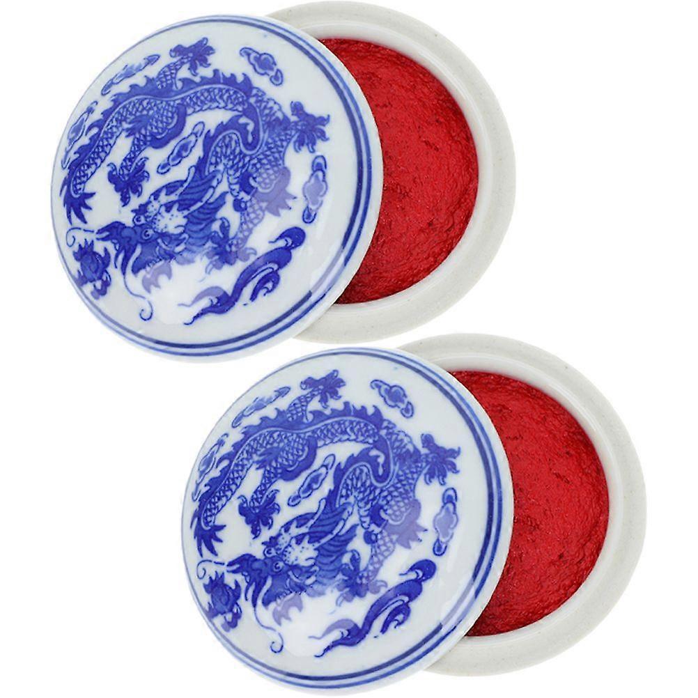 2Pcs Daily Use Calligraphy Ink Pads Chinese Style Drawing Ink Pads Practical Ink Pads